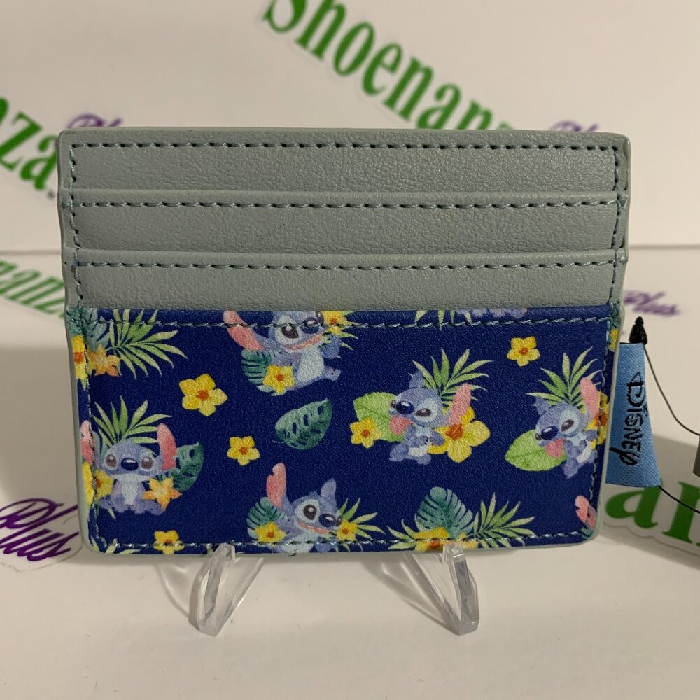 Loungefly Cardholder Disney Lilo Stitch Tropical Hawaii Floral Blue Card Holder - Picture 1 of 3